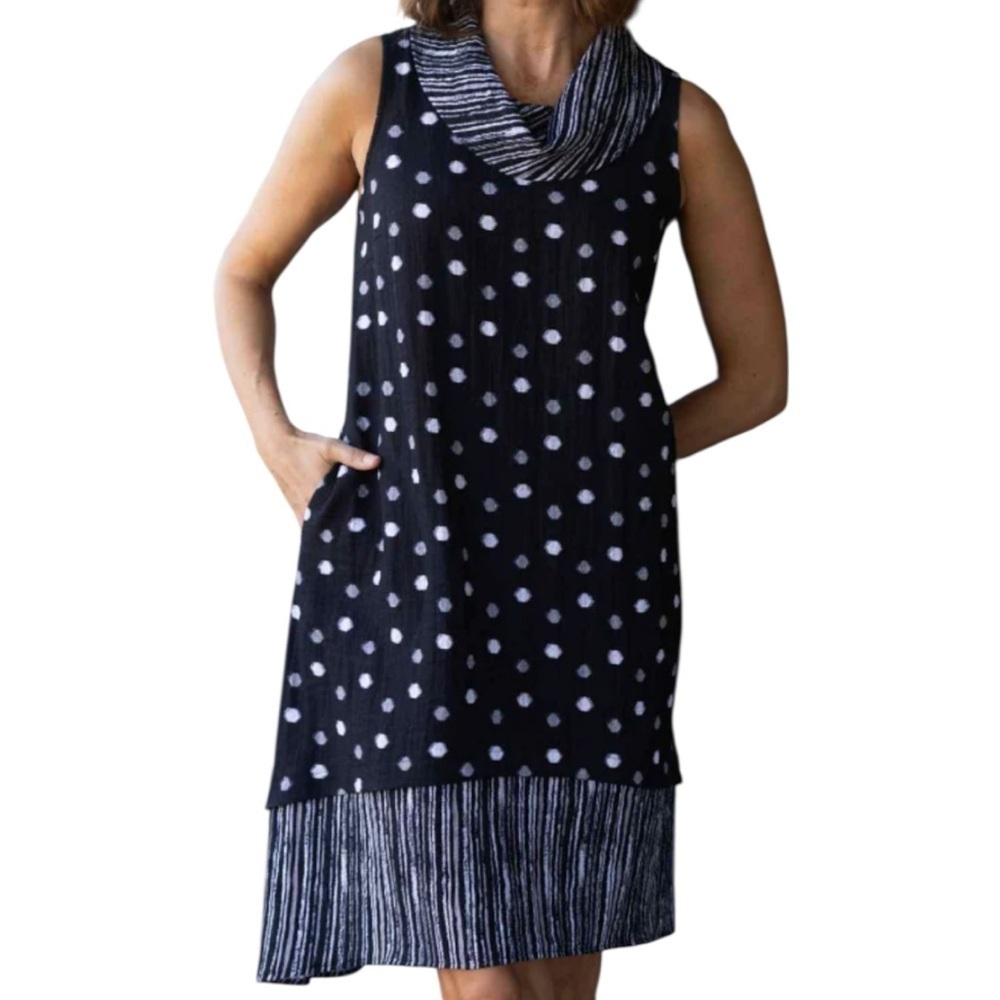 Like New Habitat Travel Dot Collar Dress Black White Size Small